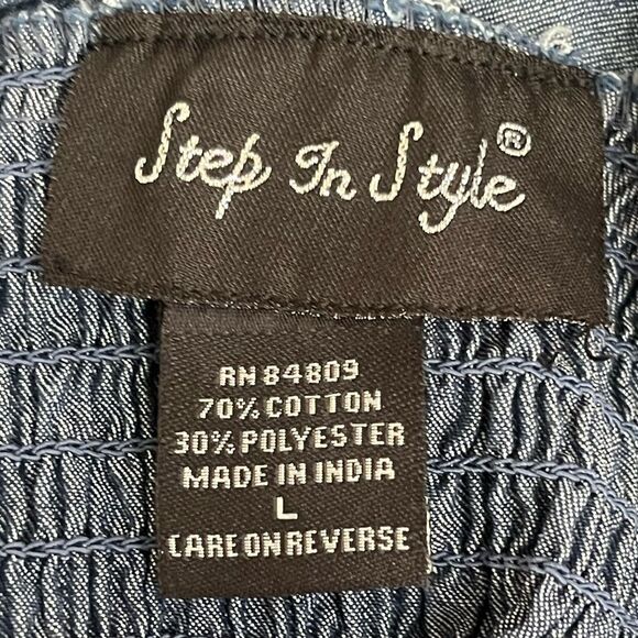 Step In Step - Women's Halter Blue Jeans Jumpsuit,
 Color: Dark Wash Sz:Large/XL - Picture 8 of 12